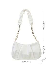 New Vintage Commuter White Simple Pleated Cloud Shoulder Bag - White - View 3