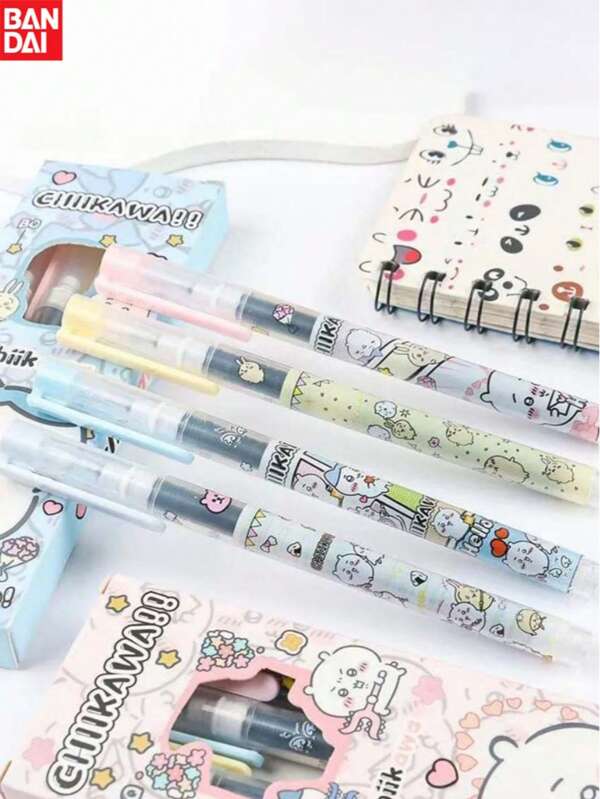 bandai 1pc/4pcs Bandai, Stationery, Cute Gel Pen Set, Gel Ink Ballpoint Pen, Creative Cartoon Neutral Pen, 0.5mm Fine Black Ink, Student Signature Pen, Multi-Color Signature Pen, Plastic Materials, Ergonomic Design, Various Cute Design Stationery Supplies, Suitable For School And Office Supplies Gifts, The Perfect Party Gift Birthday Surprise Gift, Is An Ideal Choice For Christmas, Halloween, Thanksgiving Gifts.