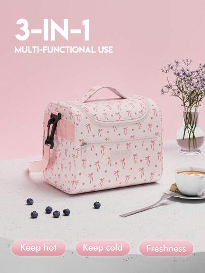 1 geantă de prânz izolată la modă, cu curea de umăr, geantă frigorifică portabilă, cutie de prânz portabilă impermeabilă și etanșă, strat gros de izolație din folie de aluminiu, disponibile în mai multe culori, reutilizabilă, potrivită pentru școală, birou, camping, picnic, serviciu, poate fi folosită și ca geantă de depozitare pentru clasă, rechizite de bucătărie și accesorii de călătorie. Cutie de prânz, geantă de prânz, geantă de prânz pentru femei, geantă de picnic pentru profesori, geantă frigorifică, geantă de picnic