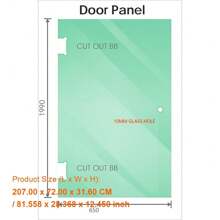 90cm Frameless Shower Screen With Black Brackets & Stainless Steel Hinges, Round Knob Handle - Wall To Wall Installation