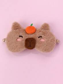 1pc Girls' Polyester Capybara Shaped Eye Mask, Soft Material, Suitable For Resting And Sleep, Blackout Design