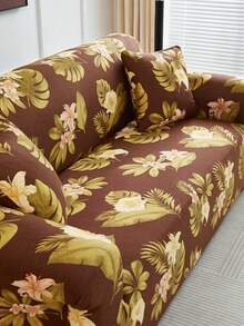 1 件套多功能全套沙发套，精美花卉叶图案设计，保护沙发，节日装饰，高弹性一体式沙发套