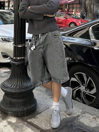 Spring And Summer New Fashion Casual Washed Denim Five Quarter Pants, Loose And Versatile, Minimalist Style Jeans