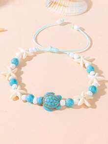 1pc Sea Turtle & Starfish Beaded Bracelet, Suitable For Summer Beach Holiday Outfits - Turtle and Starfish Bracelet - View 20