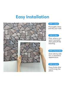 10/20pcs 3D PVC Faux Stone Peel And Stick Wall Panels, Waterproof Wall Stickers, Kitchen Backsplash, Bathroom Waterproof Wall Panels, Marble Style, Farmhouse Walls, Fireplace, Wall Decor - Multicolor - View 7