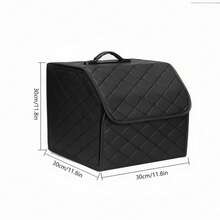 1pc Car Trunk Organizer Large Capacity Box Auto Multiuse Tools Storage Bag Stowing And Tidying PU Leather Folding Bag For Emergency Storage Box - Black - View 5