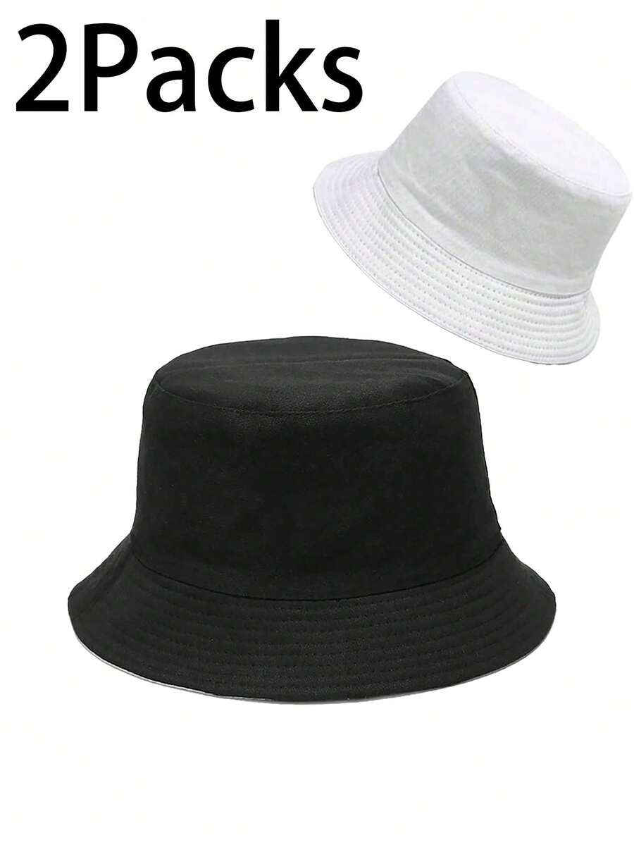 2 顶装男女通用渔夫帽沙滩太阳帽美观钓鱼帽，适合男女青少年，UPF 50 可打包夏季旅行沙滩太阳帽，可翻转双面佩戴 - 彩色 - 查看 1