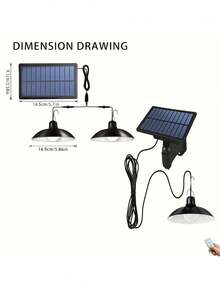 أضواء شمسية للاستخدام الداخلي والخارجي، بأسلوب القناديل الكهرومائية بتحكم عن بُعد أحادية الرأس أو الرأس، أضواء كاشفة للمخازن في الداخل والخارج تعمل بالطاقة الشمسية، 3 درجات حرارة لون، IP65 مقاوم للماء، تشغيل وإيقاف تلقائي، للحدائق والمرآب والأبواب والمساحات المغلقة، أضواء خارجية تعمل بالطاقة الشمسية - white light - مشاهدة 13