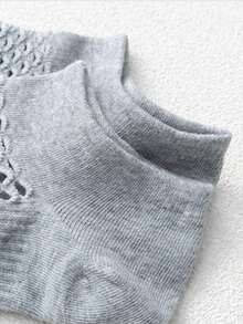 5双纯色短袜高弹力网眼透气船袜夏季吸湿排汗薄款舒适运动健身短袜