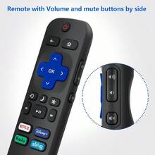 Reemplazo del control remoto para TV inteligente Roku compatible con Roku Hisense Roku Onn Roku Westinghouse Roku Insignia Roku TV, solo para Roku TV65hj - Solo para televisores inteligentes Roku - Ver 3