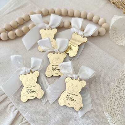 Teddy Bear Luggage Tag, Customized Acrylic Mirror Teddy Bear Luggage Tag, Personalized Gift Tag, Wedding Acrylic Name Tag, Christening Name Tag, Ideal Gift For Him, Ideal Gift For Her, Boyfriend, Dad, Girlfriend, Mom, Family, Friends ,Forever Love