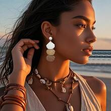 Raffia Dangle Earrings Women - Boho Statement Rattan Drop Jewelry With Design, Lightweight Summer Beach Accessories - Brown Ombre - View 5