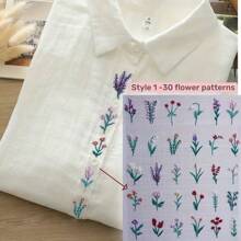 30Pcs Embroidery Pattern Papers For Shirts & Sweaters, Water-Soluble Adhesive DIY Craft Material Kit With Video Tutorials. Ideal For Handmade Gifts, Craft Sets, DIY Clothing, DIY T-Shirts, DIY Presents, DIY Fashion, DIY Tutorials, Sewing Kits, Embroidery Sets.