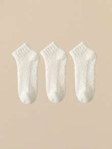 3双随机款柔软珊瑚色保暖防滑短袜，女士款，保暖内衬，适合室内、派对、INS风穿着，舒适保暖。 - 彩色 - 查看 13