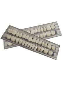 1 件全套丙烯酸树脂假牙，合成聚合物全牙，23 种 A2 色丙烯酸牙齿 + 下颌牙科材料，可用于替换、DIY 或万圣节服装 - 彩色 - 查看 2