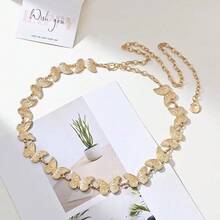 A New Style Metal Butterfly Ornament Waist Chain, A Gold Waist Belt, The Gold Waist Chain Can Be Paired With Skirts And Dresses, A Fitted Chain-Decorated Waist Belt That Accentuates The Waistline, Featuring A Butterfly Bohemian Zinc Alloy Geometric Pattern, Suitable For Weddings, Parties, Sports, A Uniquely Slender Women's Waist Chain, Suitable For Spring, Summer, Autumn, And Winter.