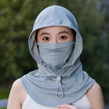 Summer Anti-Sunscreen Hat With Shawl Breathable Silk Pullover Cap Wrap Unisex Beach Cap Outdoor Sports - 白色 - 查看 3