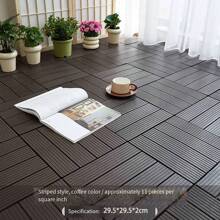 Thick D-Ring Interlocking Plastic Deck Tiles For Patio, Yard, Balcony, Rooftop, Garden, Waterside Platform, Outdoor Plastic Wood Composite Flooring