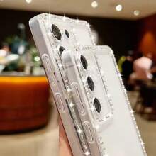 Hermosa funda de teléfono móvil de TPU con brillo y diamantes incrustados, compatible con SAMSUNG S25Edge S25 S25Plus S25Ultra S24 S24Plus S24Ultra S23 S23FE S23Ultra S22 S22Ultra S22 S21FE S20FE A14 A15 A16 A17 A53 A54 A55 A25 A35 A25 A36 A56 y compatible con iPhone