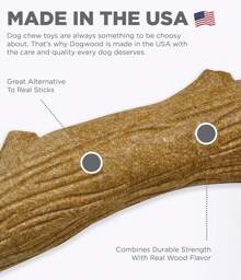 Juguete masticable duradero para perros Dogwood, grande - Palo masticable de larga duración hecho con madera real - Fabricado en EE. UU., L