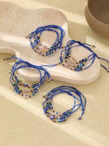 12pcs/Set Women's Casual Zinc Alloy & Rhinestone Evil Eye Bracelets