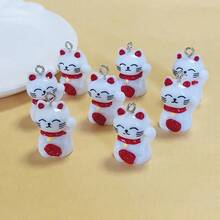 2件/6件可爱3D招财猫树脂吊坠耳环项链钥匙扣DIY珠宝制作 - 彩色 - 查看 8