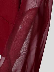 INCERUN Fashion Men Deep V-Neck Buttons Long Sleeve Mesh Sheer Patchwork Casual Tops Party Club Shirt Blouse - 紅色 - 查看 6