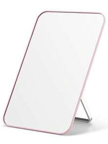 Portable Foldable Mirror 8x5 Inch, Multi-Position Stand & Hanging Hole, Compact Travel Essential White - 粉紅色-無磁 - 查看 1
