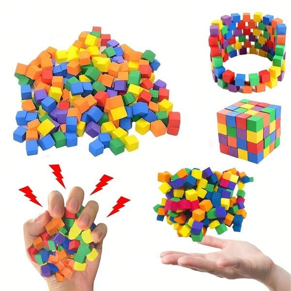 Set de 6 colores de arcilla adhesiva aproximadamente cuadrada - perfecto para formas creativas DIY, hecho de material de espuma EVA, produce un sonido al asir