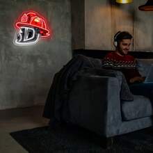 Enseigne au néon à LED casque de pompier, alimentée par USB, variable, prise 5V. Décoration pour la famille, salon, chambre à coucher, boutique, caserne de pompiers, pour les pompiers