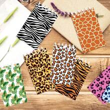 8pcs Animal Print Ivory Leopard Pattern Mini Notebook Set, School Office Stationery, Student Back To School Memo Pad