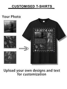 定制个性化男士海报男友风格休闲 T 恤 - 添加图片和文字（自拍/家庭照片/宠物照片/朋友照片/派对/团队/男朋友/女朋友/宠物/情侣装/工作服）设计定制女朋友/男朋友/妻子您的个性化印花 T 恤，用于周年纪念礼物、周年纪念、生日礼物