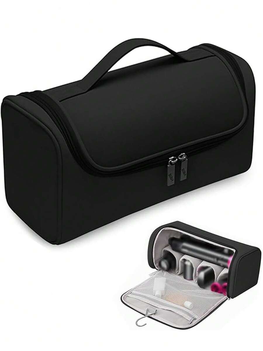 1个便携式手持吹风机、直发器、卷发棒收纳袋，采用优质防水防刮材料制成，内衬绒布，更好地保护设备，宿舍必备，适合旅行、度假、夏季、返校、出行、化妆，可用作学生旅行包、女士旅行化妆包等。 - 黑色 - 查看 1