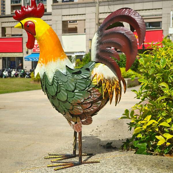 1pc Elegant Golden Rooster Statue, Suitable For Lawn, Porch, Yard, Garden Decor