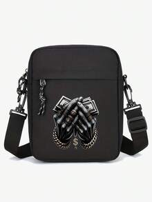 这款时尚黑色牛津布单肩包，配有可调节肩带，大容量休闲斜挎手机包，适合男士使用，饰有骷髅和玫瑰印花，是情人节、万圣节旅行者的理想礼物，也可作为帆布手提包、相机包、万圣节配饰、侧包或旅行包使用。 - 彩色 - 查看 28