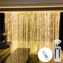 8 Modes Remote Control Fairy Window Curtain Lights, USB Powered, For Bedroom, Valentine's Day, Wedding, Christmas, Halloween, Birthday, Festival Party Decor - USB Curtain Light - View 20
