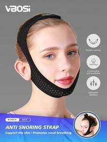 VBOSI 1 件可调节 V 型瘦脸带防打鼾胶带 - 透气压缩下巴提升带，男女适用