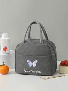 Customized Text Gift Bag, Large Capacity Lunch Box Bag, Suitable For Teenagers. Applicable For Office, University, Work, Business, Commuting, Outdoor, Travel And Picnic. Insulated Lunch Box Bag, Portable Aluminum Foil Ice Bag, Lunch Bag, Picnic Storage Bag - Grey - View 15