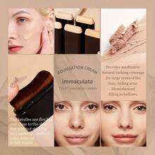 2/3pcs 2-In-1 Concealer Foundation Stick - Waterproof And Sweat-Proof Matte Effect, Foldable, Suitable For Daily Commuting, Dating, Stage Performances, Photography Travel - Cream, Natural Warm Beige, Wheat