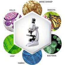 Mikroskop powiększający 1200x, klasyczny biały mikroskop z 3 regulowanymi poziomami powiększenia, edukacyjna zabawka STEM dla dzieci, odpowiednia jako oświecający prezent dla chłopców i dziewcząt