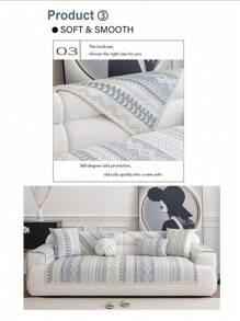 1 pieza Alfombra de sofá bohemia con diseño fresco, cojín de asiento fresco de verano, funda antideslizante para respaldo, toalla resistente a arañazos de gato, apta para sofás en L y sofás de 1/2/3/4 plazas