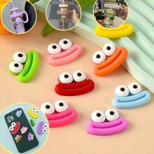 10pcs Soft Silicone Funny Sausage Mouth Colored Stickers For DIY Phone Case, Hair Accessories, Shoe Charms, Jewelry Crafts,Christmas