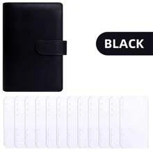 1pc A6 Faux Leather Budget Planner Set With 12 Zipper Bags - Cash/Card Organizer For Daily Office Use