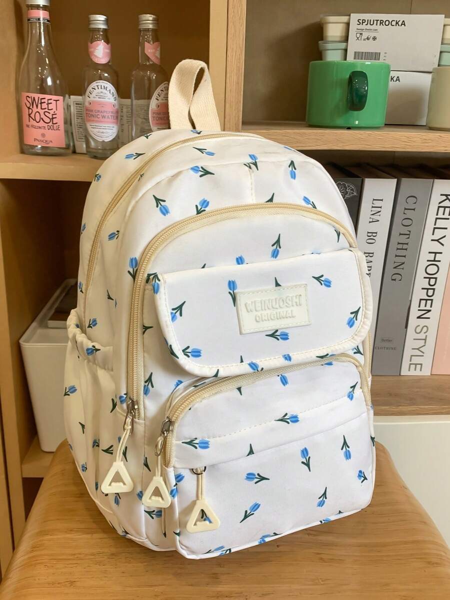 Minimalist Women Functional Backpack, Suitable For Daily Commute And Travel, School Backpack - White - View 1