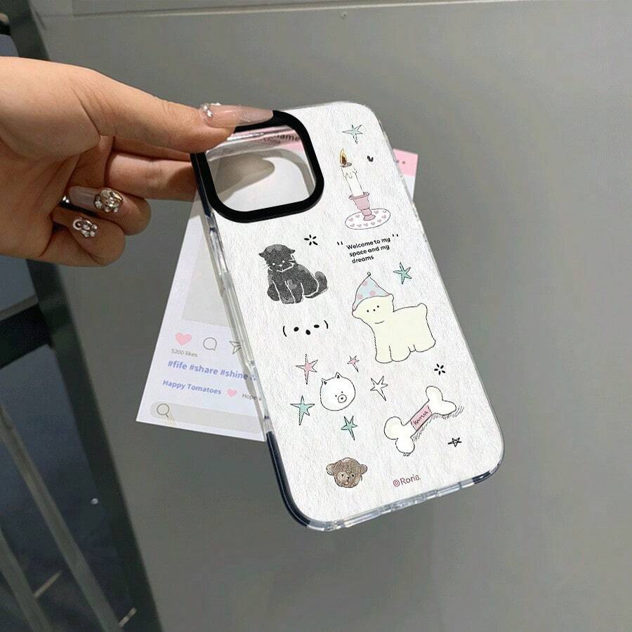 4 件可爱插画手机壳适用于 15 Pro Max、16、13 和 14，防震