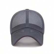 1pc Men's Breathable Mesh Baseball Cap, Adjustable Summer Casual Sun Protection Hat For Fishing