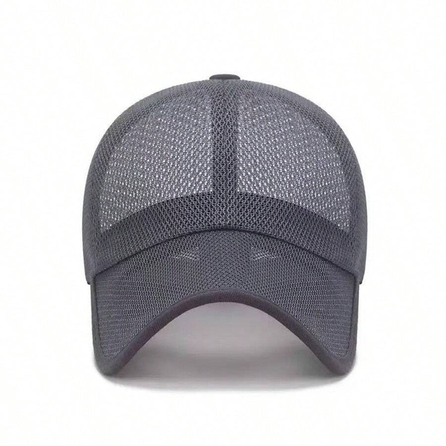 1pc Men's Breathable Mesh Baseball Cap, Adjustable Summer Casual Sun Protection Hat For Fishing
