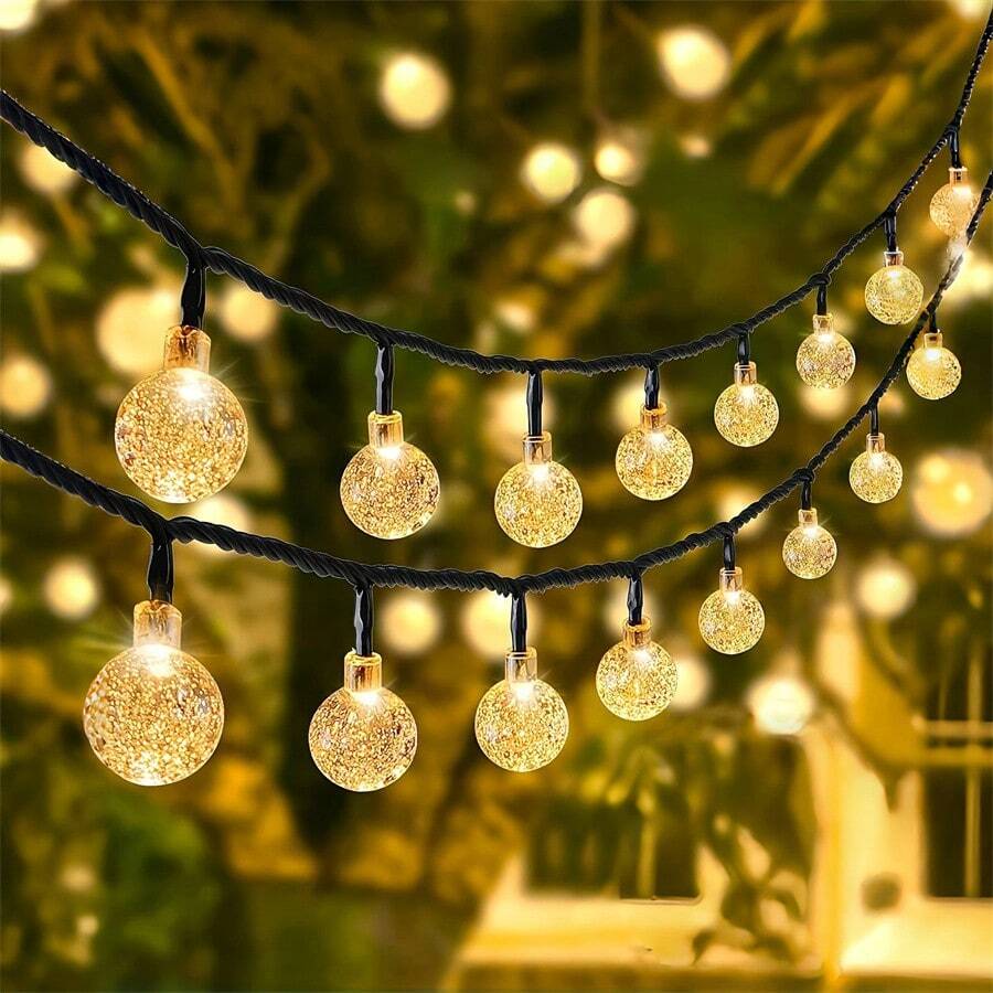 196.85 Inch Solar Powered LED String Lights, 20 LED Beads, Outdoor Fairy Lights For Garden Patio Decor, Using Smart Solar Battery Nickel Technology