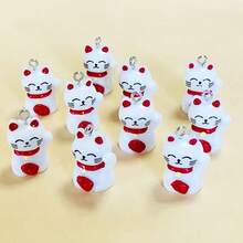 2件/6件可爱3D招财猫树脂吊坠耳环项链钥匙扣DIY珠宝制作 - 彩色 - 查看 6