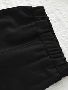 Set de 2 piezas de ropa casual de primavera/otoño para niñas pequeñas, que incluye blusa de manga larga con cuello de solapa a rayas y pantalones campana de unicolor - Blanco - Ver 7